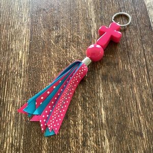 Pink/Blue Cross Key Chain